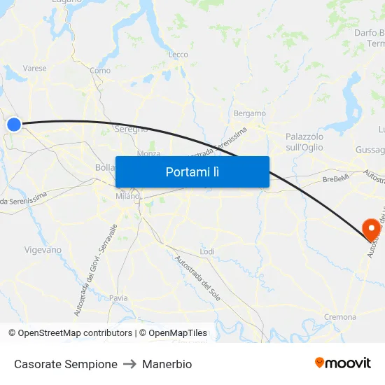 Casorate Sempione to Manerbio map