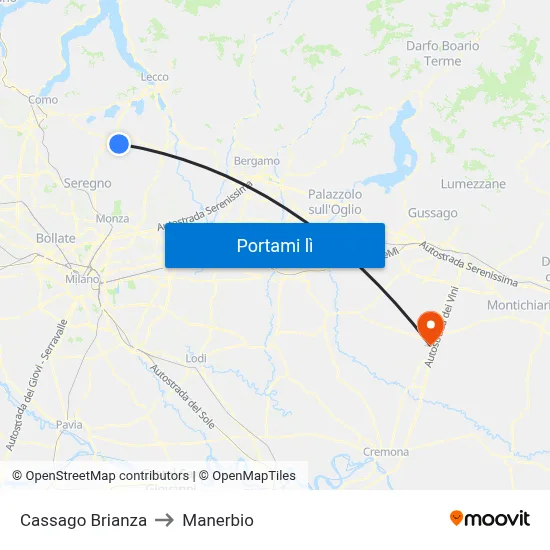 Cassago Brianza to Manerbio map
