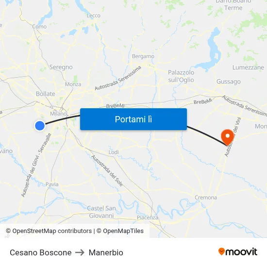 Cesano Boscone to Manerbio map