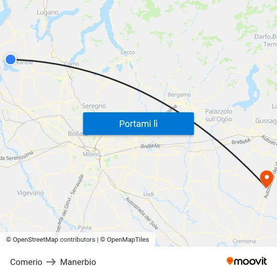 Comerio to Manerbio map