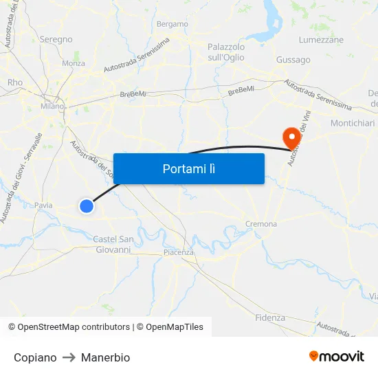 Copiano to Manerbio map