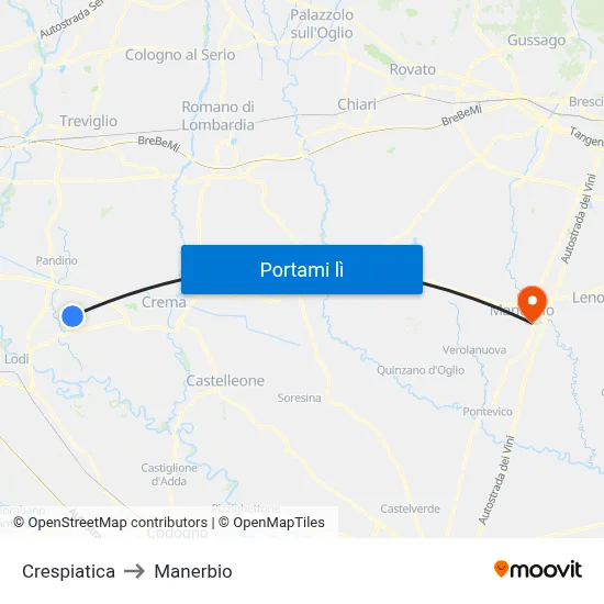 Crespiatica to Manerbio map