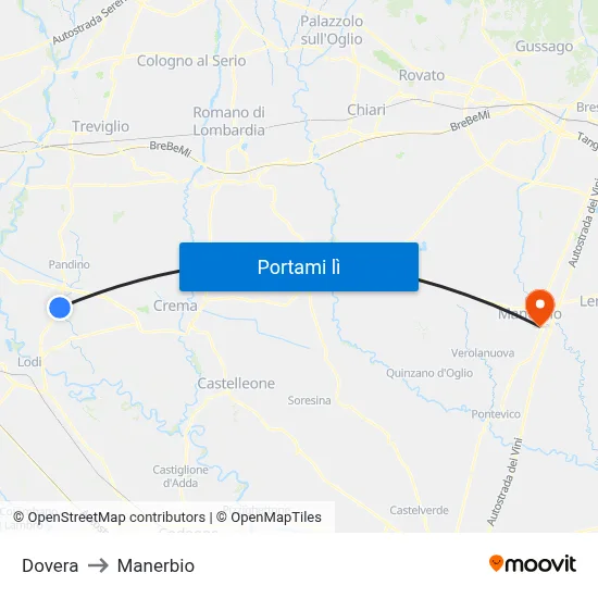 Dovera to Manerbio map
