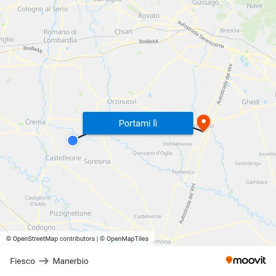 Fiesco to Manerbio map