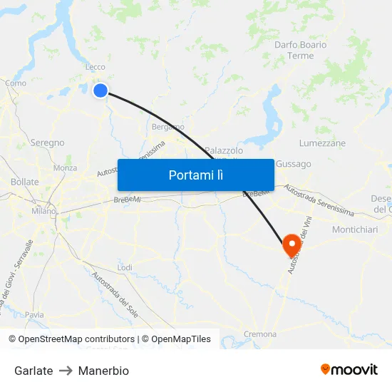 Garlate to Manerbio map
