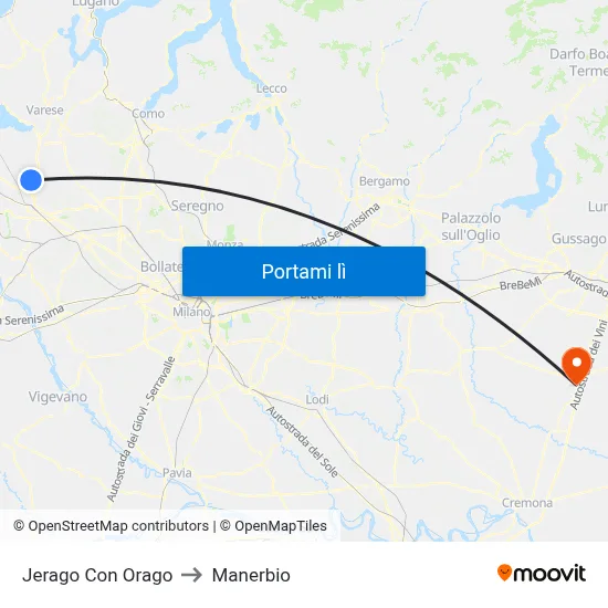 Jerago Con Orago to Manerbio map