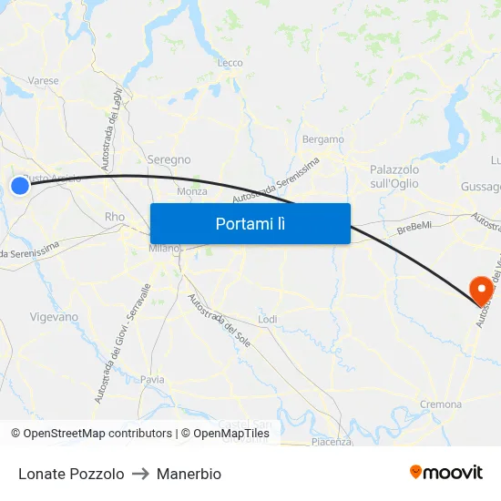 Lonate Pozzolo to Manerbio map