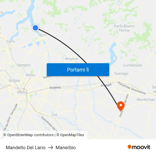 Mandello Del Lario to Manerbio map