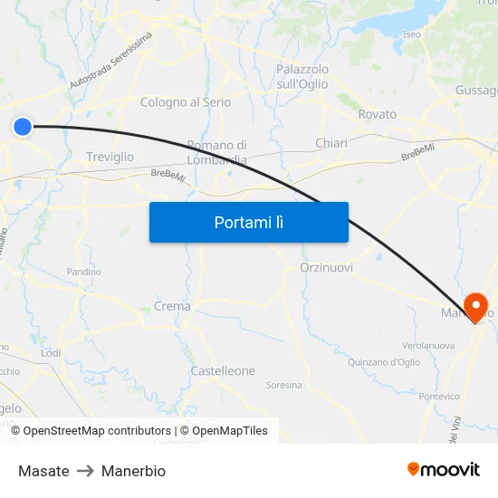 Masate to Manerbio map