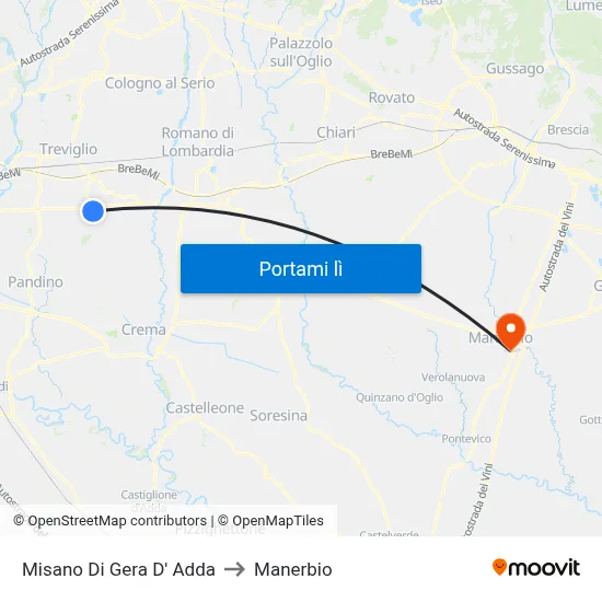 Misano Di Gera D' Adda to Manerbio map