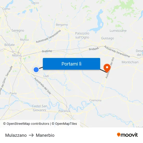 Mulazzano to Manerbio map