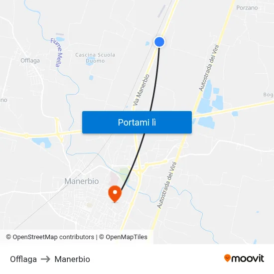 Offlaga to Manerbio map