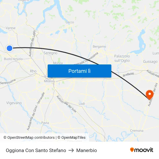 Oggiona Con Santo Stefano to Manerbio map