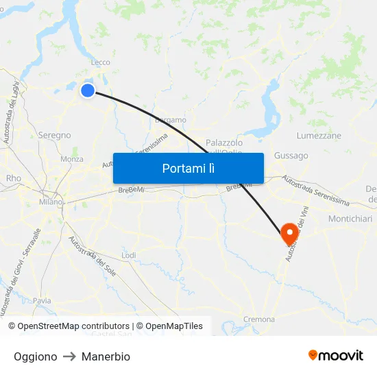 Oggiono to Manerbio map