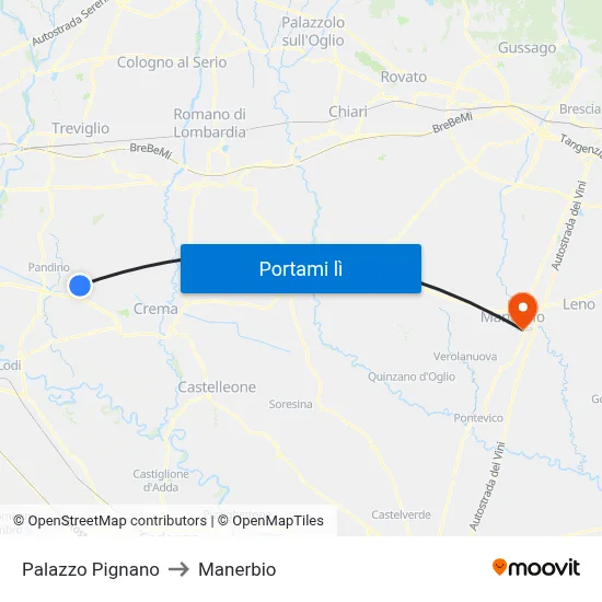 Palazzo Pignano to Manerbio map