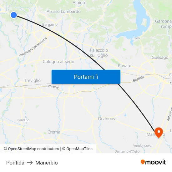 Pontida to Manerbio map