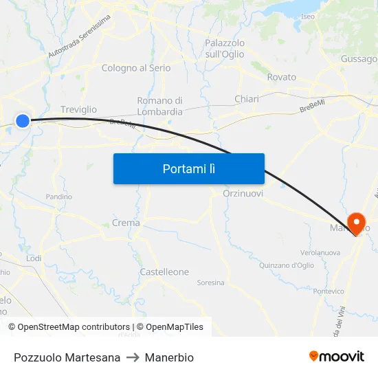 Pozzuolo Martesana to Manerbio map