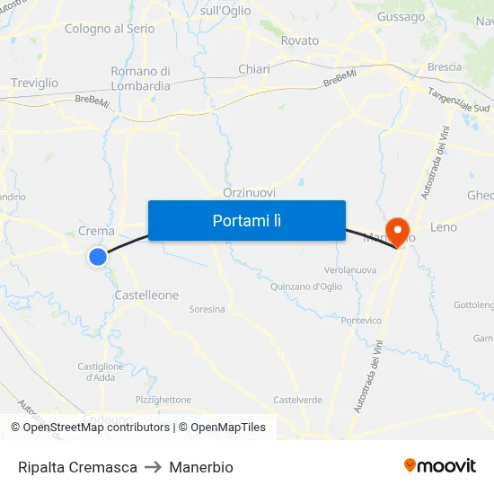 Ripalta Cremasca to Manerbio map