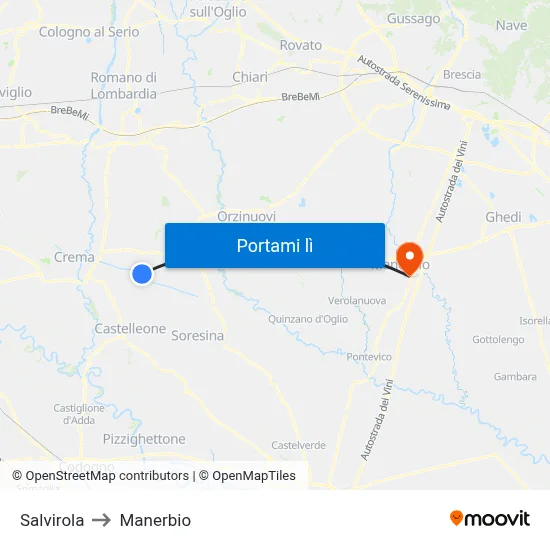 Salvirola to Manerbio map