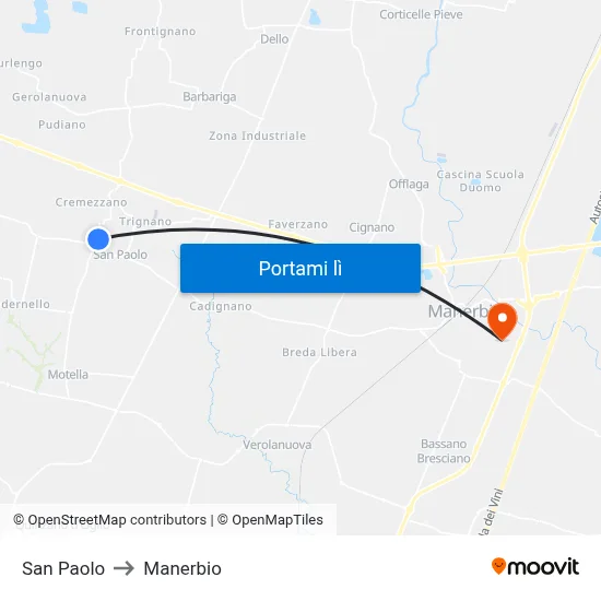 San Paolo to Manerbio map