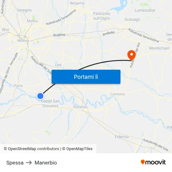 Spessa to Manerbio map