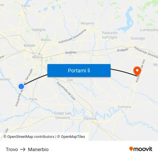 Trovo to Manerbio map