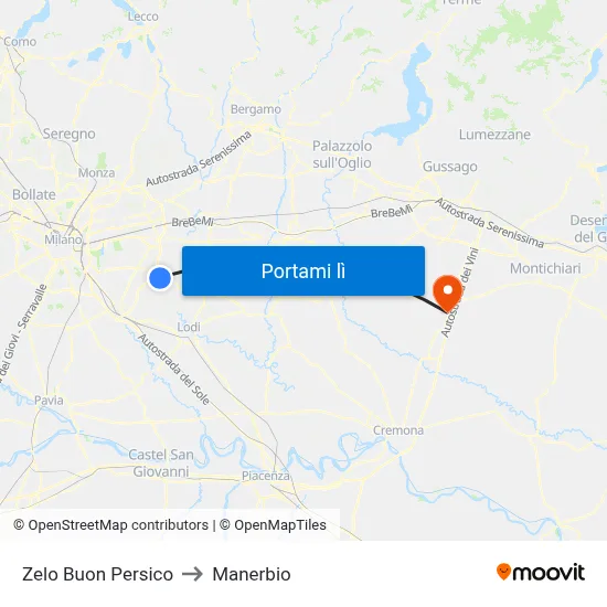 Zelo Buon Persico to Manerbio map