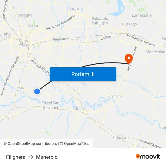 Filighera to Manerbio map