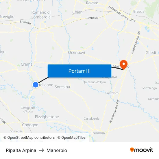 Ripalta Arpina to Manerbio map