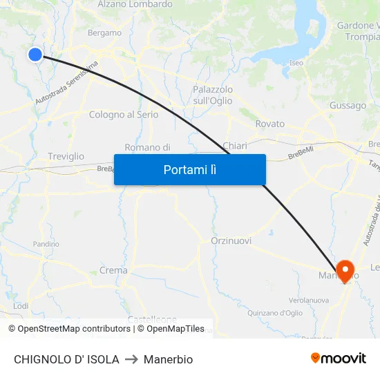 CHIGNOLO D' ISOLA to Manerbio map