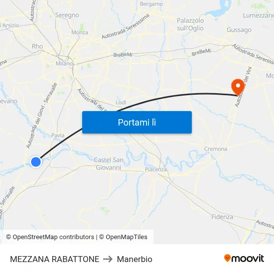 MEZZANA RABATTONE to Manerbio map