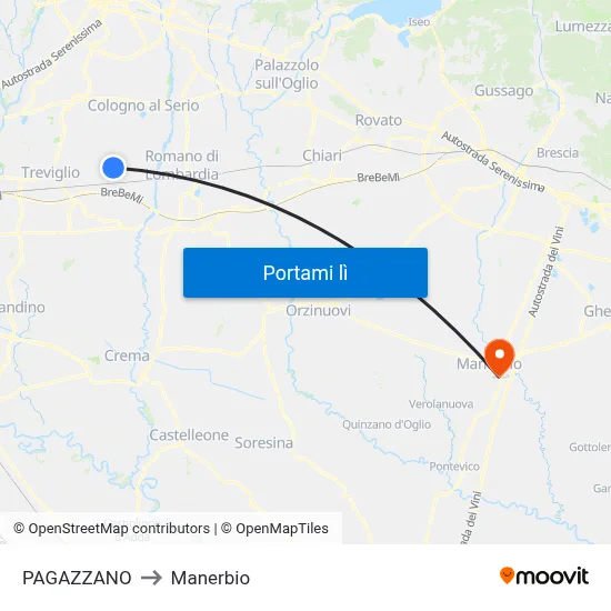 PAGAZZANO to Manerbio map