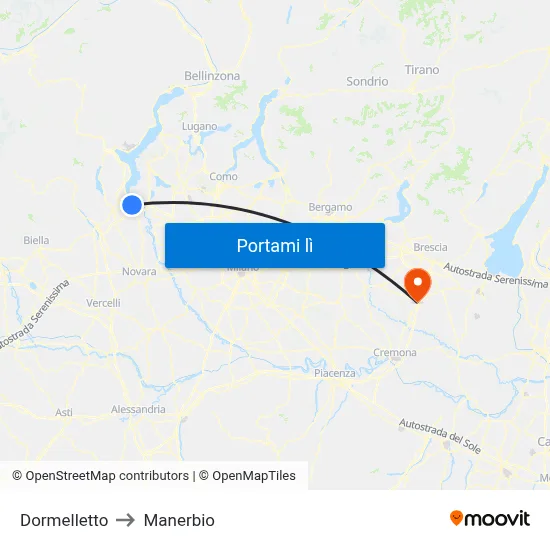 Dormelletto to Manerbio map
