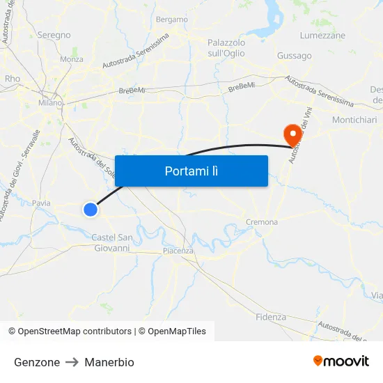 Genzone to Manerbio map