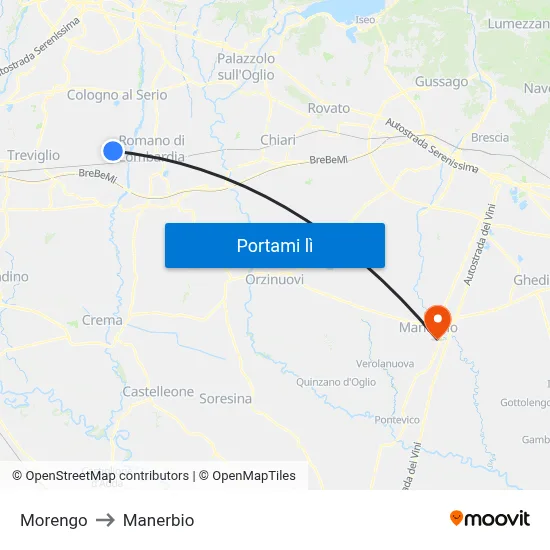 Morengo to Manerbio map