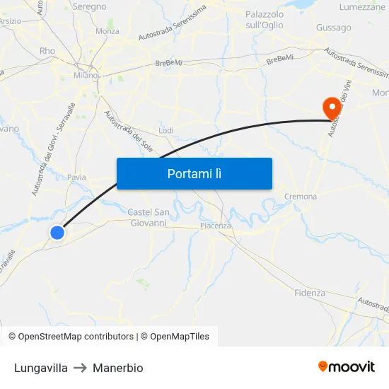 Lungavilla to Manerbio map