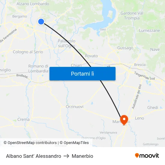 Albano Sant' Alessandro to Manerbio map