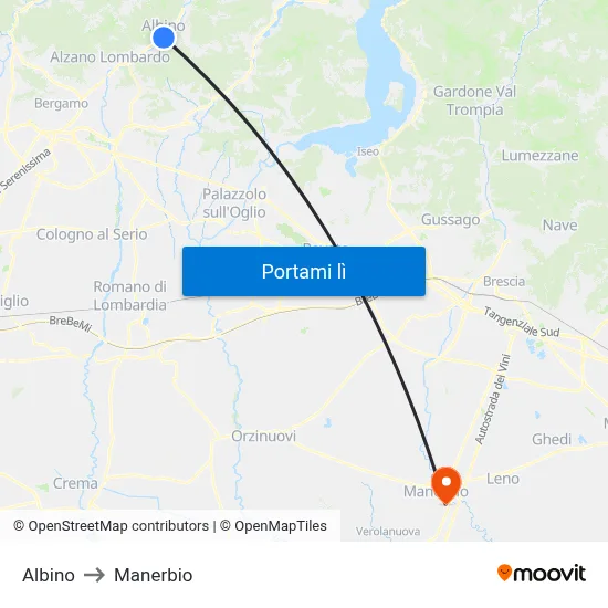 Albino to Manerbio map