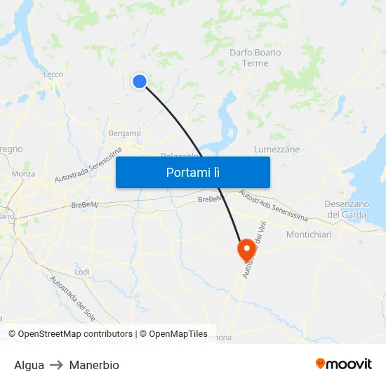 Algua to Manerbio map