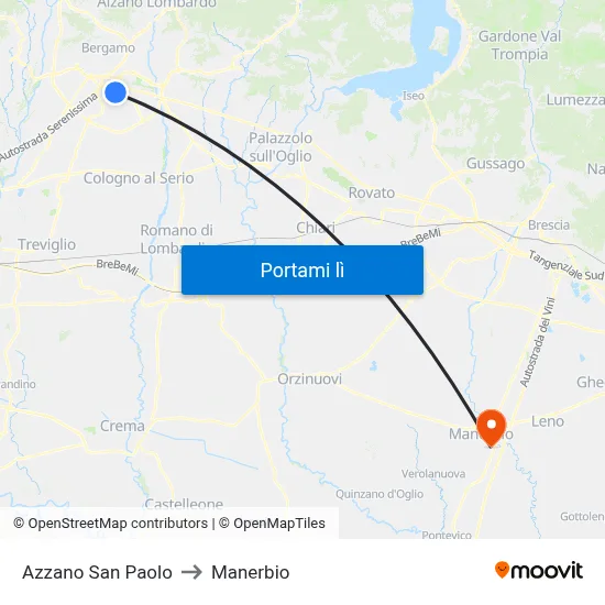 Azzano San Paolo to Manerbio map