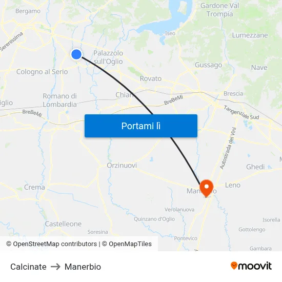 Calcinate to Manerbio map