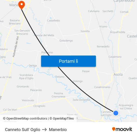 Canneto Sull' Oglio to Manerbio map