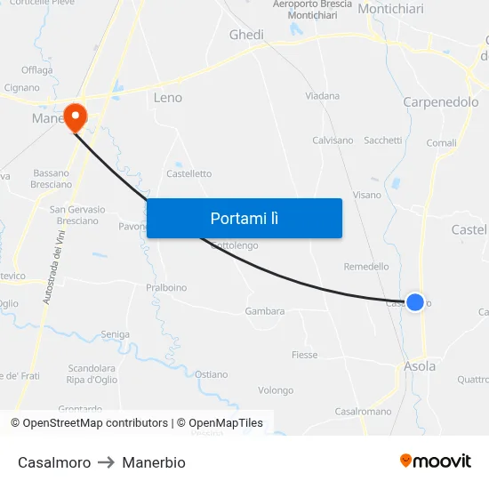 Casalmoro to Manerbio map