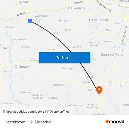 Castelcovati to Manerbio map