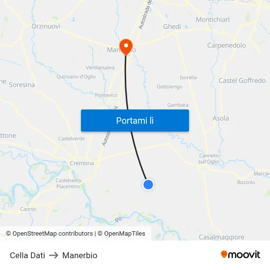Cella Dati to Manerbio map