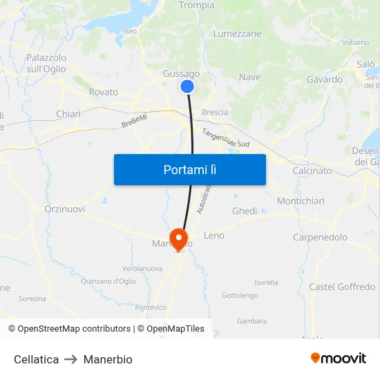 Cellatica to Manerbio map