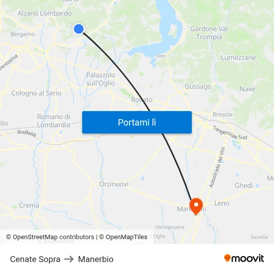 Cenate Sopra to Manerbio map