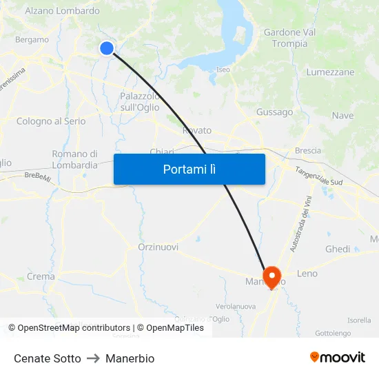 Cenate Sotto to Manerbio map