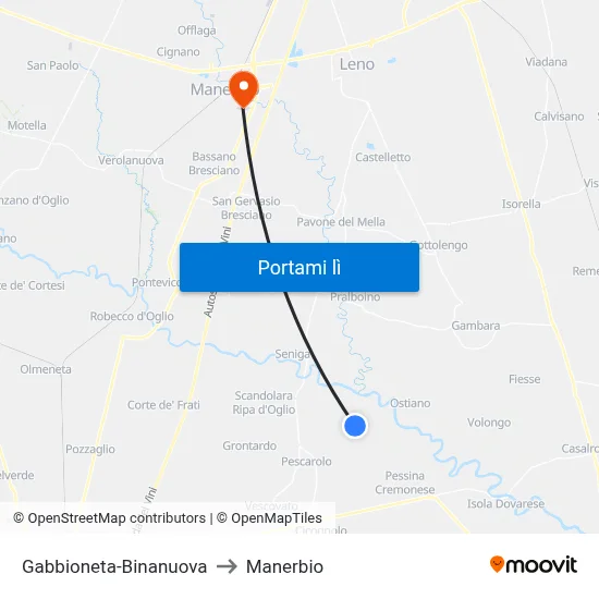 Gabbioneta-Binanuova to Manerbio map