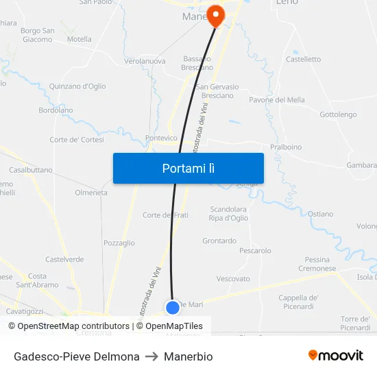Gadesco-Pieve Delmona to Manerbio map